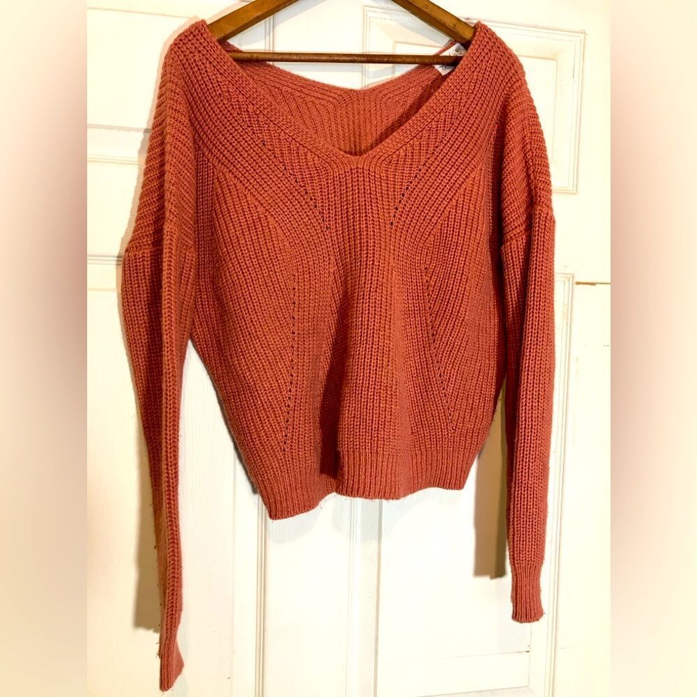 Proof Apparel, cropped sweater, cableknit, dark peach, excellent condition, med
